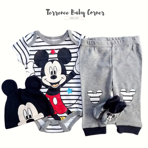 4pc Mickey Gray Infant Clothes Set