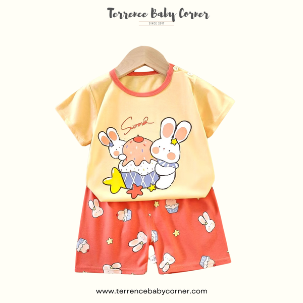 Toddler Kids Girl Cotton Tees & Short Terno