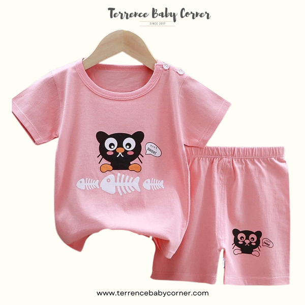 Toddler Kids Girl Cotton Tees & Short Terno