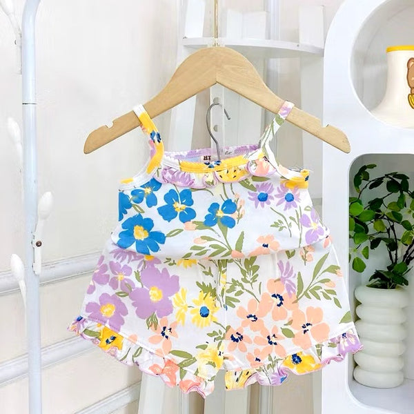 Toddler Kids Sleeveless Top Short Terno