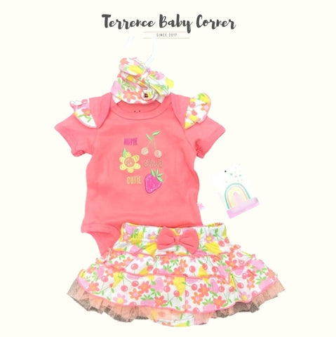 3pc Strawberry Infant Girl Clothes Set