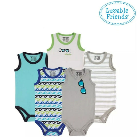 5pc Cool Dude Sleeveless Bodysuit Set