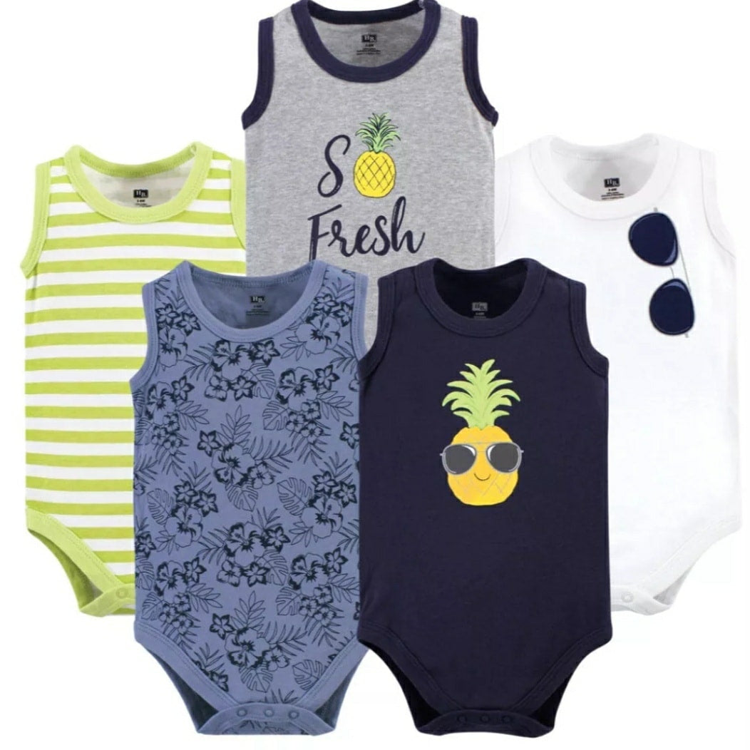 Hudson 5pc Sleeveless Bodysuit Boy Set
