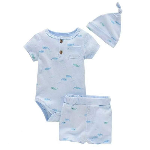 3pc Bodysuit Short Hat Whale Set