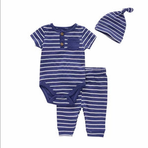 3pc Bodysuit Pants Hat Blue Set