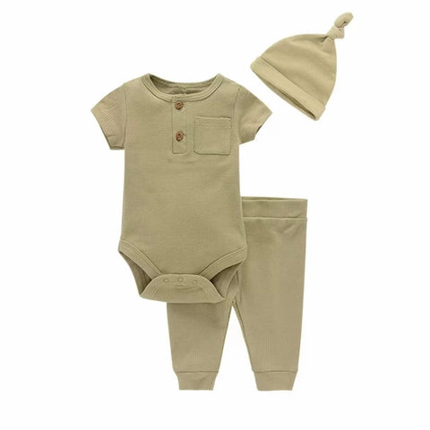 3pc Bodysuit Pants Hat Green Set