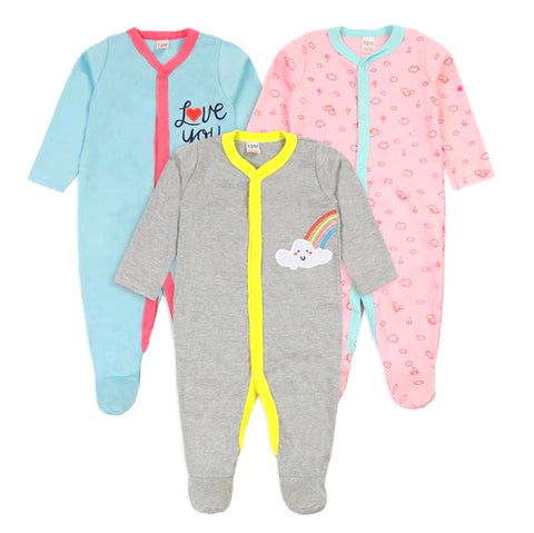 Rainbow Cloud 3pc Sleepsuit Set